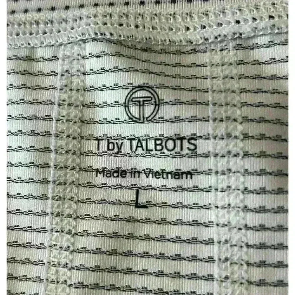 Talbots Womens Activewear Lg White w/Black Polka Squares Short Sleeve T-Shirt - Picture 6 of 13